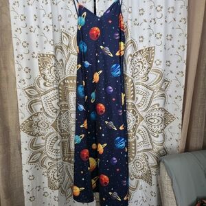 Colorful Planet Print Maxi Dress